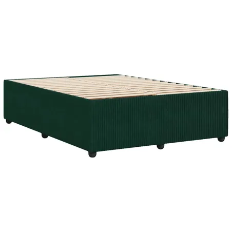 Cadre de lit sans matelas vert foncé 140x200 cm velours