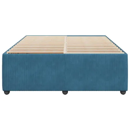 Cadre de lit sans matelas bleu 140x200 cm velours