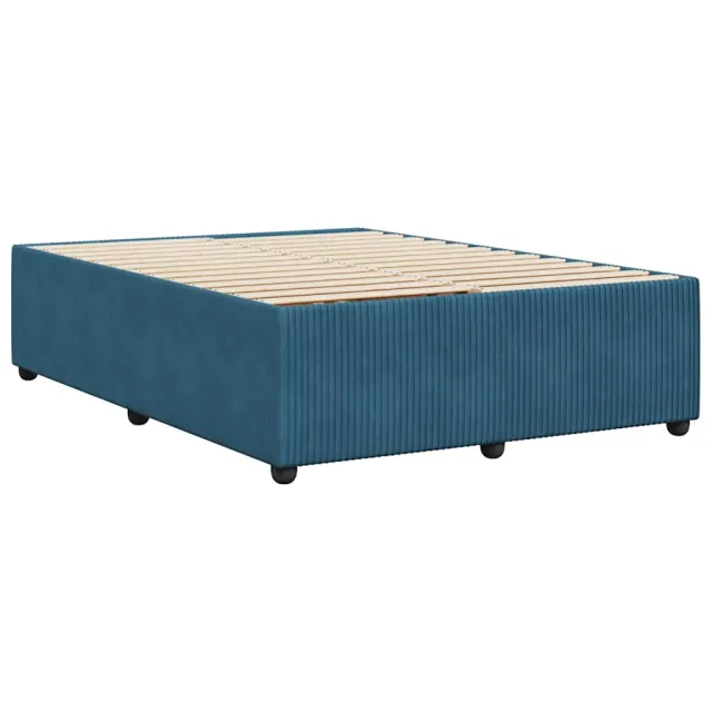Cadre de lit sans matelas bleu 140x200 cm velours