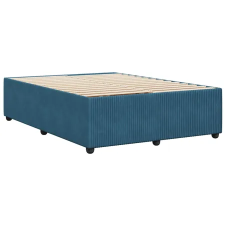 Cadre de lit sans matelas bleu 140x200 cm velours