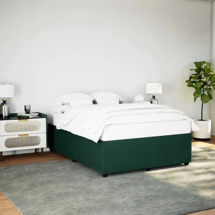 Cadre de lit sans matelas vert foncé 160x200 cm velours