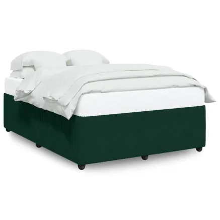 Cadre de lit sans matelas vert foncé 160x200 cm velours 2