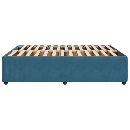 Cadre de lit sans matelas bleu 160x200 cm velours