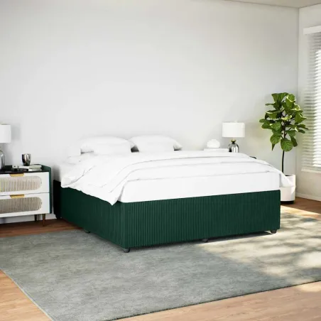 Cadre de lit sans matelas vert foncé 180x200 cm velours