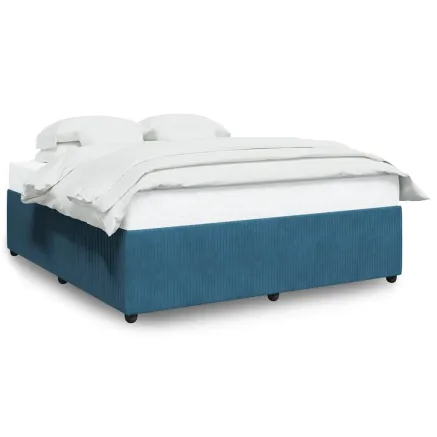 Cadre de lit sans matelas bleu 200x200 cm velours 2