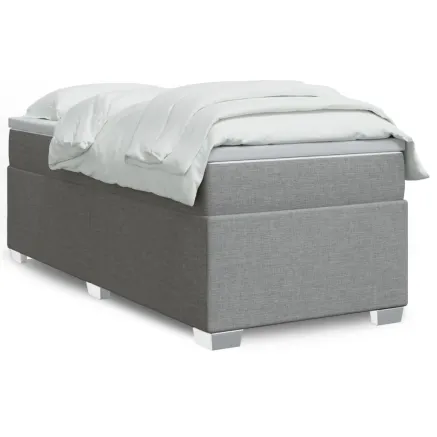Sommier à lattes de lit avec matelas Gris clair 90x200 cm Tissu