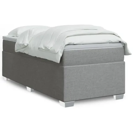 Sommier à lattes de lit avec matelas Gris clair 90x200 cm Tissu