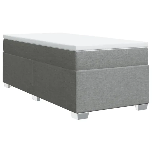 Sommier à lattes de lit avec matelas Gris clair 90x200 cm Tissu