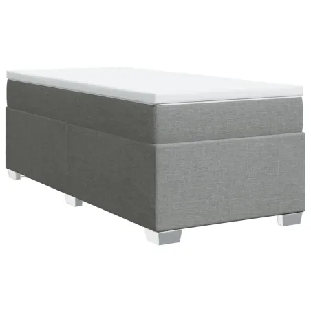 Sommier à lattes de lit avec matelas Gris clair 90x200 cm Tissu