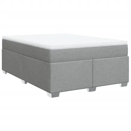 Sommier à lattes de lit avec matelas Gris clair 140x190cm Tissu 2