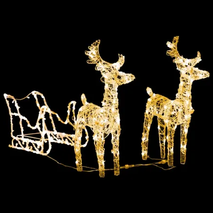 Décoration de Noël Rennes et traîneau 160 LED 130 cm Acrylique 2