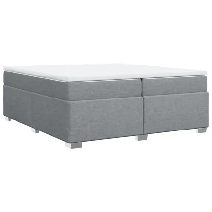 Sommier à lattes de lit avec matelas Gris clair 200x200cm Tissu 2
