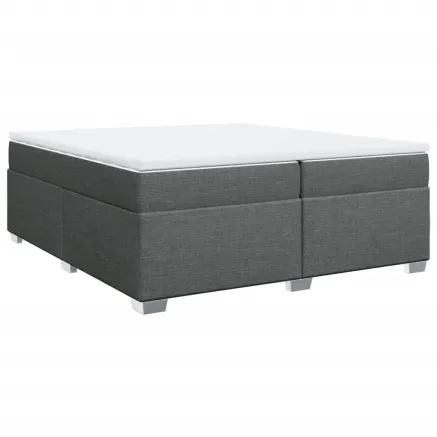 Sommier à lattes de lit avec matelas Gris foncé 200x200cm Tissu 2