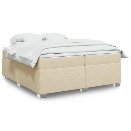 Sommier à lattes de lit avec matelas Crème 200x200 cm Tissu