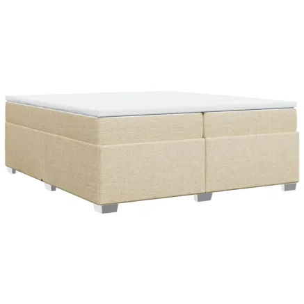 Sommier à lattes de lit avec matelas Crème 200x200 cm Tissu 2