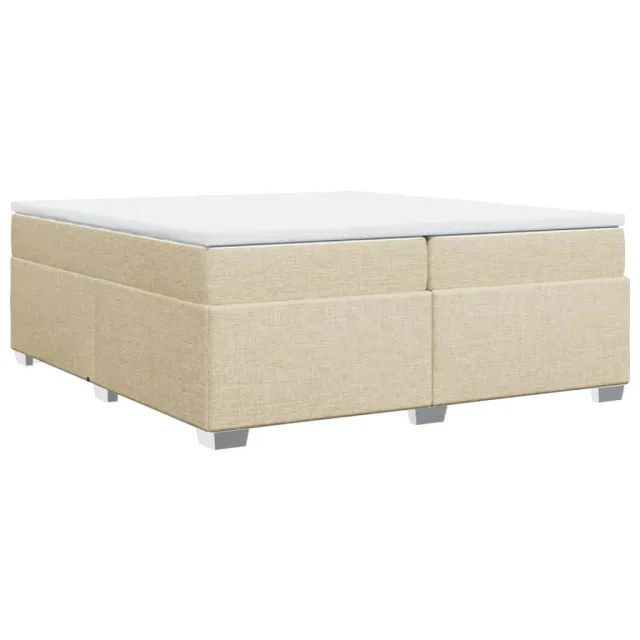 Sommier à lattes de lit avec matelas Crème 200x200 cm Tissu