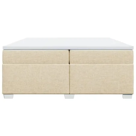 Sommier à lattes de lit avec matelas Crème 200x200 cm Tissu