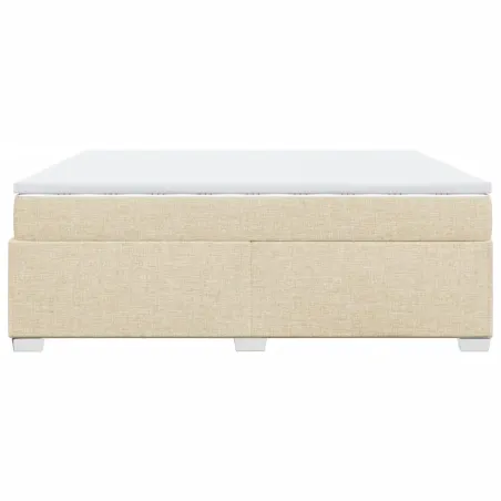Sommier à lattes de lit avec matelas Crème 200x200 cm Tissu