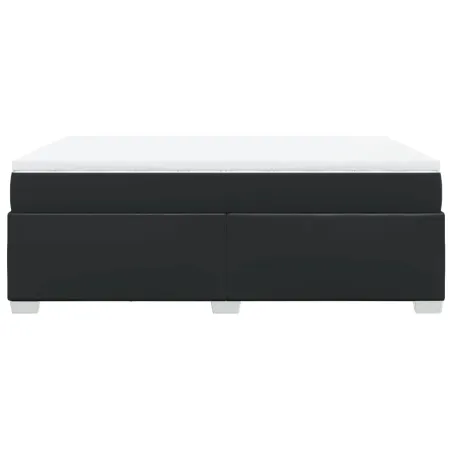 Sommier à lattes de lit avec matelas Noir 140x190 cm Similicuir