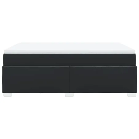 Sommier à lattes de lit avec matelas Noir 140x200 cm Similicuir