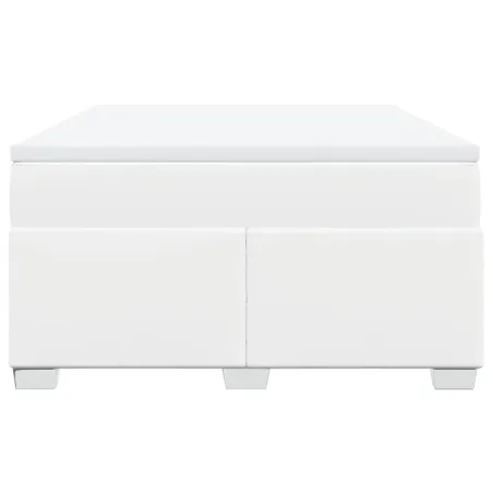 Sommier à lattes de lit avec matelas Blanc 140x200cm Similicuir