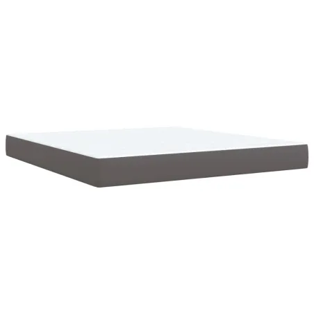 Sommier à lattes de lit avec matelas Gris 180x200 cm Similicuir