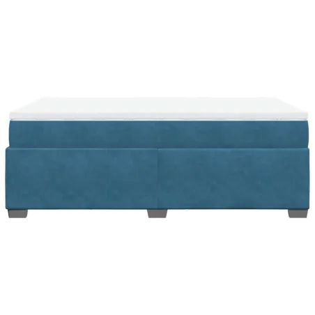 Sommier à lattes de lit et matelas bleu foncé 120x190cm velours