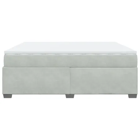 Sommier à lattes de lit et matelas Gris clair 200x200cm Velours
