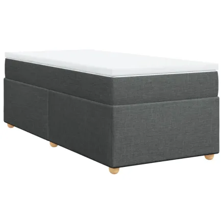 Sommier à lattes de lit avec matelas Gris foncé 90x200 cm Tissu 2