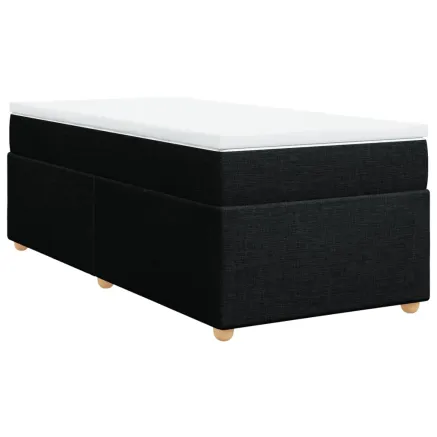 Sommier à lattes de lit avec matelas Noir 90x200 cm Tissu 2