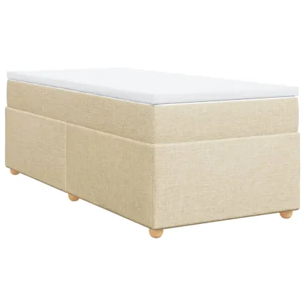 Sommier à lattes de lit avec matelas Crème 90x200 cm Tissu 2