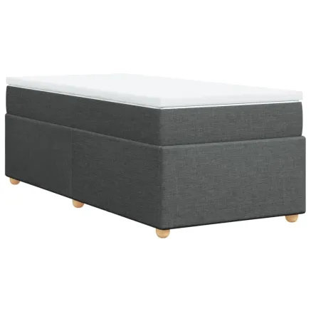 Sommier à lattes de lit avec matelas Gris foncé 100x200cm Tissu 2