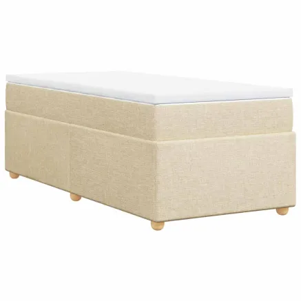 Sommier à lattes de lit avec matelas Crème 100x200 cm Tissu 2