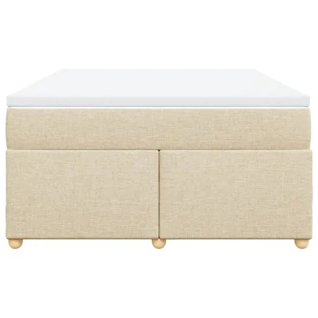 Sommier à lattes de lit avec matelas Crème 160x200 cm Tissu