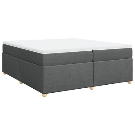 Sommier à lattes de lit avec matelas Gris foncé 200x200cm Tissu 2