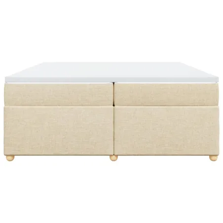 Sommier à lattes de lit avec matelas Crème 200x200 cm Tissu
