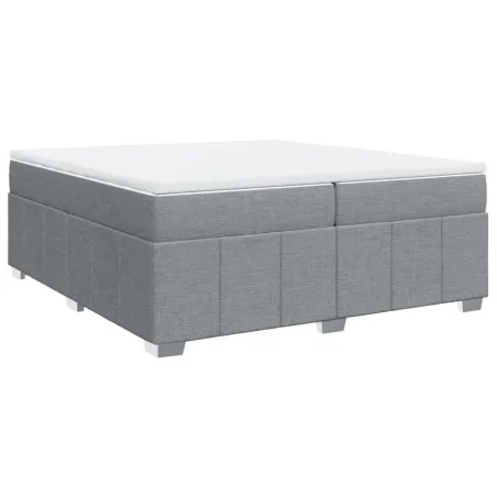 Sommier à lattes de lit avec matelas Gris clair 200x200cm Tissu