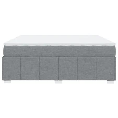 Sommier à lattes de lit avec matelas Gris clair 200x200cm Tissu