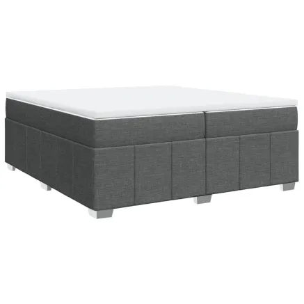 Sommier à lattes de lit avec matelas Gris foncé 200x200cm Tissu 2