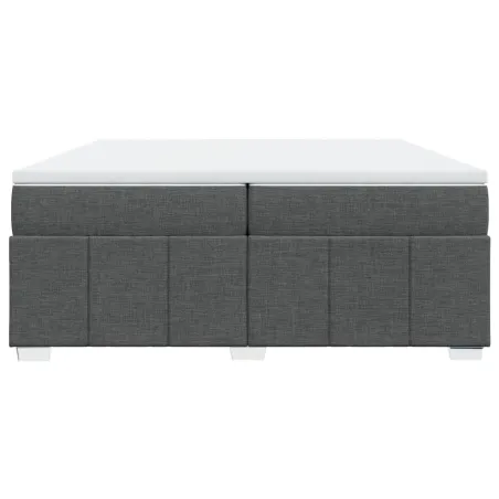 Sommier à lattes de lit avec matelas Gris foncé 200x200cm Tissu