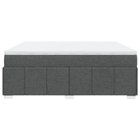 Sommier à lattes de lit avec matelas Gris foncé 200x200cm Tissu