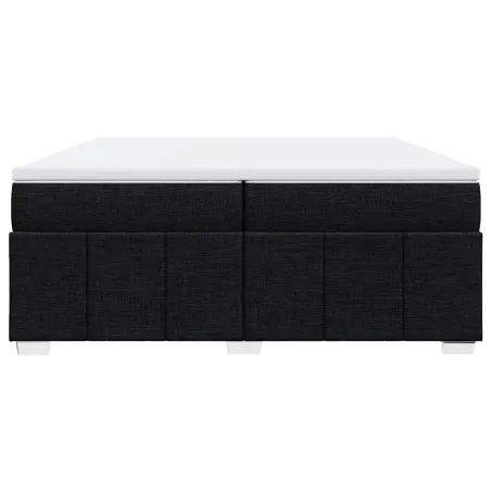 Sommier à lattes de lit avec matelas Noir 200x200 cm Tissu