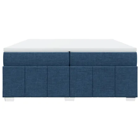 Sommier à lattes de lit avec matelas Bleu 200x200 cm Tissu