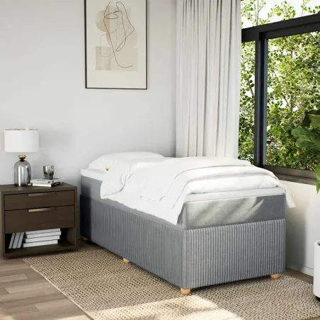 Sommier à lattes de lit avec matelas Gris clair 90x200 cm Tissu
