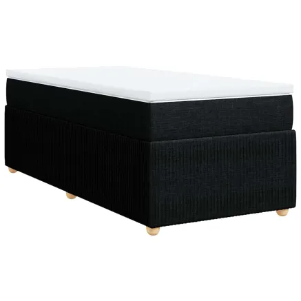 Sommier à lattes de lit avec matelas Noir 90x200 cm Tissu 2