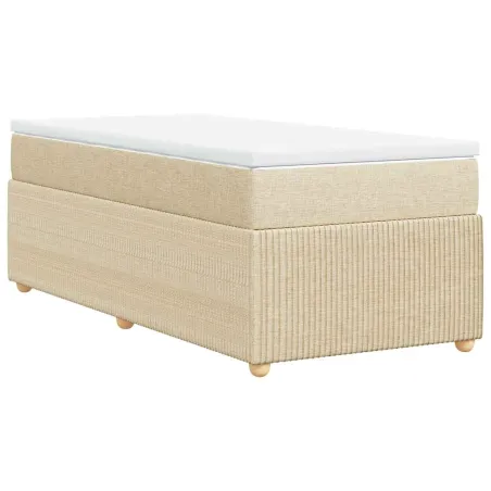 Sommier à lattes de lit avec matelas Crème 90x200 cm Tissu
