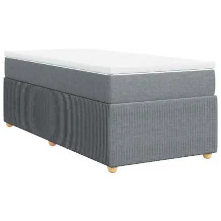 Sommier à lattes de lit avec matelas Gris clair 100x200cm Tissu 2