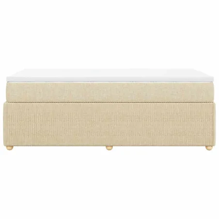 Sommier à lattes de lit avec matelas Crème 100x200 cm Tissu