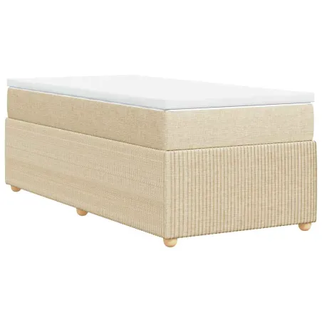Sommier à lattes de lit avec matelas Crème 100x200 cm Tissu