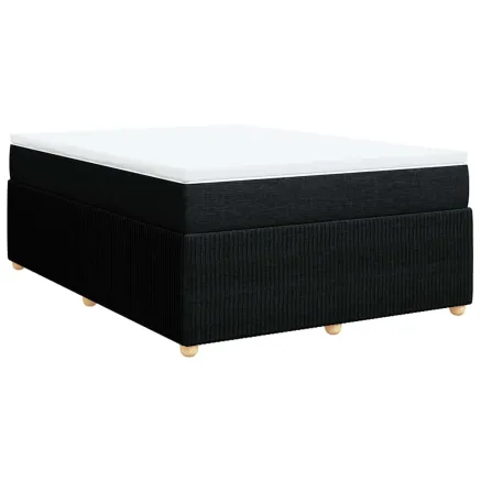 Sommier à lattes de lit avec matelas Noir 140x190 cm Tissu 2